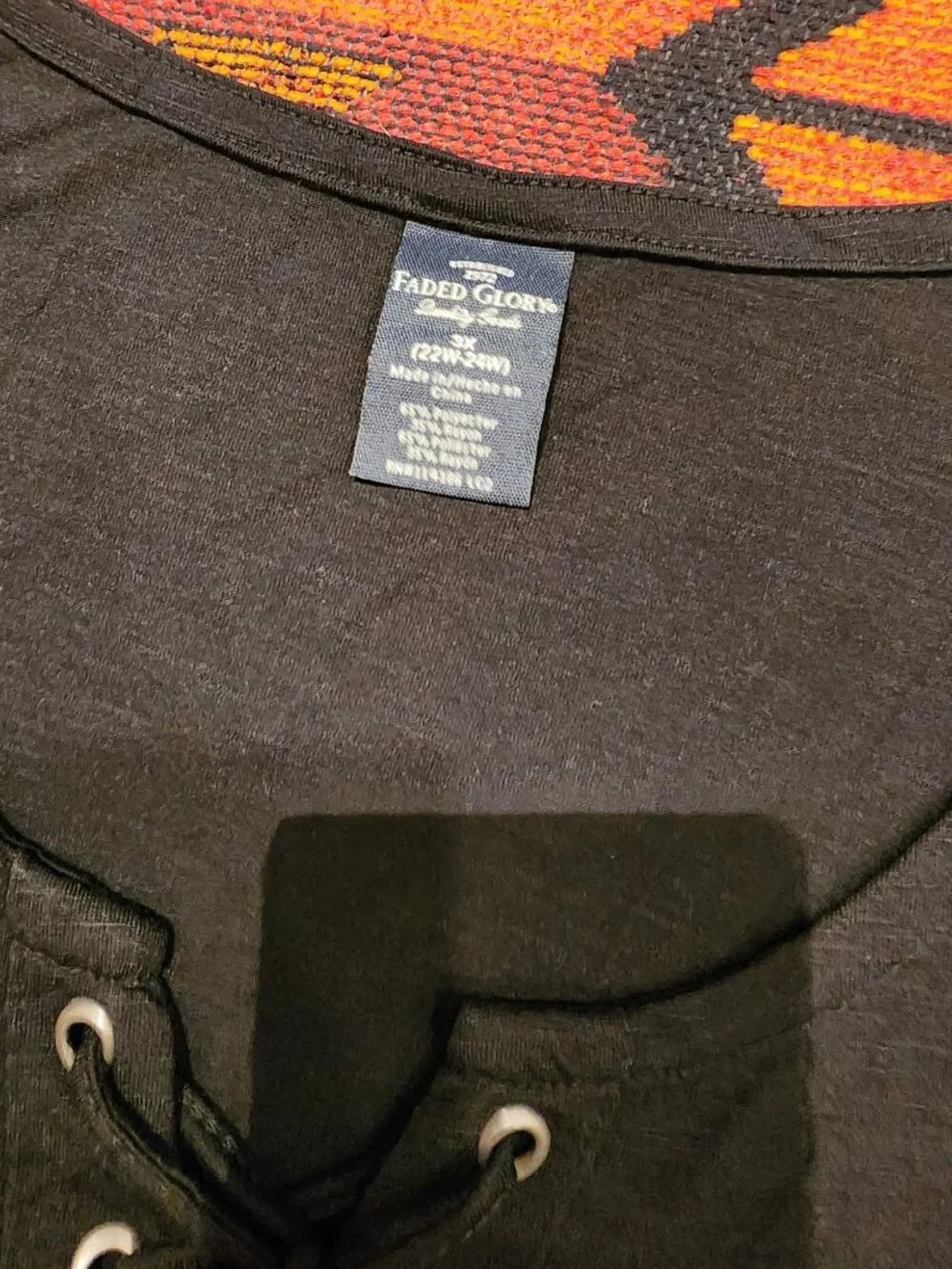 NEW Faded Glory Black Lace-Up Tunic Top and 2 Basic Black Super Soft TEES. 3X - Picture 4 of 16